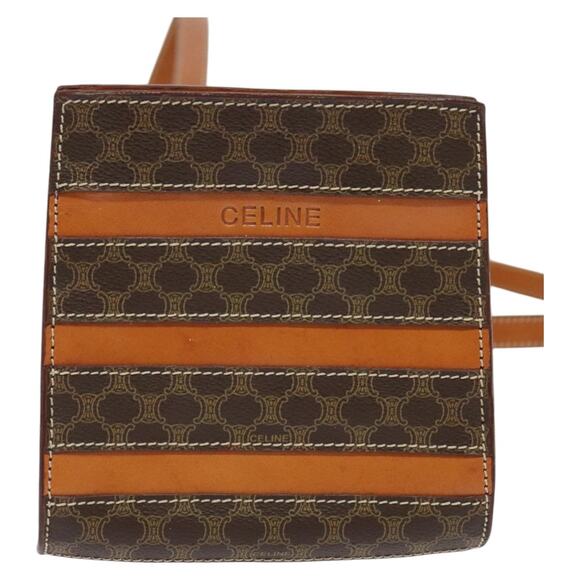 CELINE Macadam Canvas Backpack Pvc Leather Brown - Picture 2 of 12